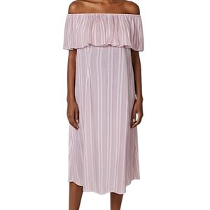 Flynn Skye Pink Ruffled Stripe Strapless Sundress Women's Size M